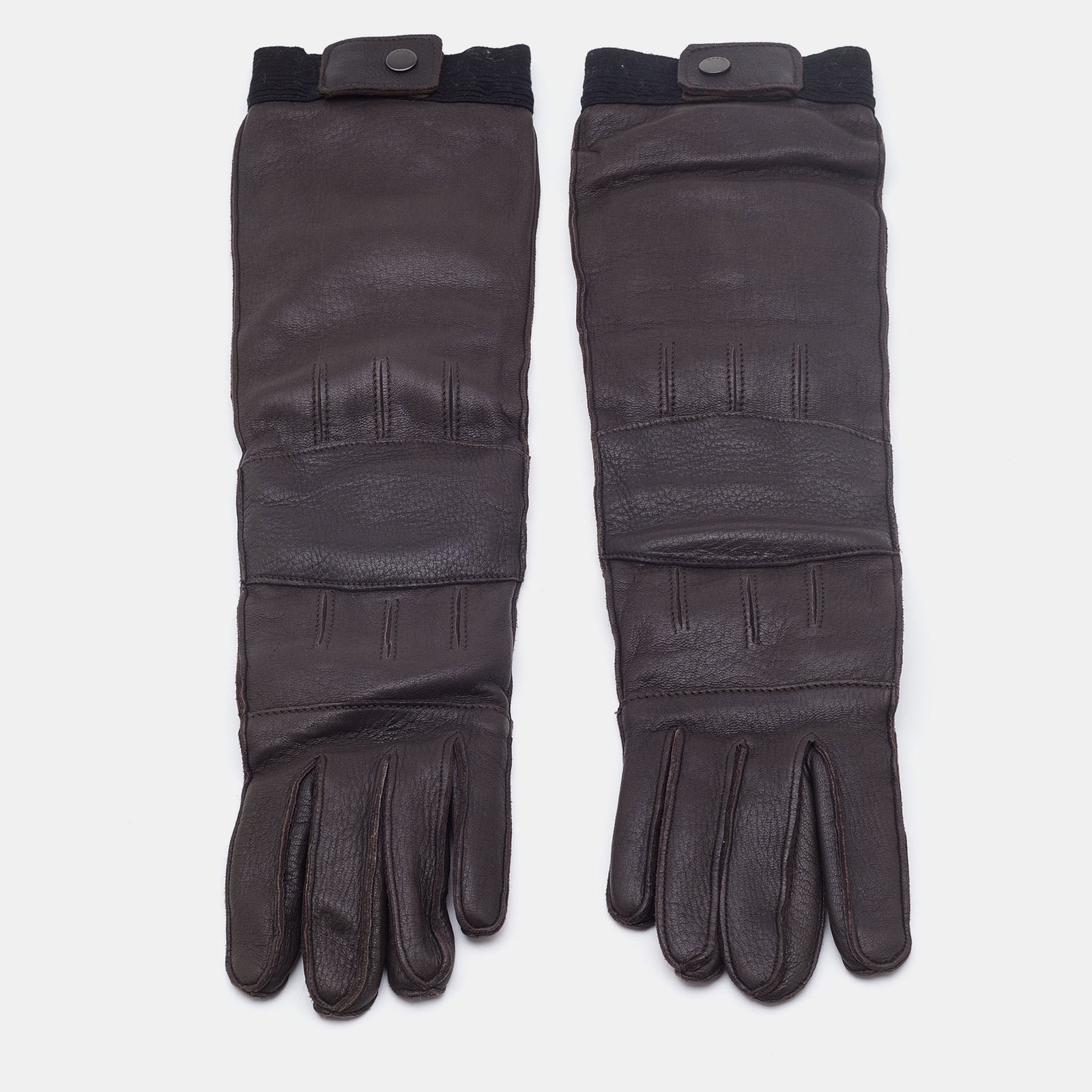 Marni Dark Brown Leather Long Gloves