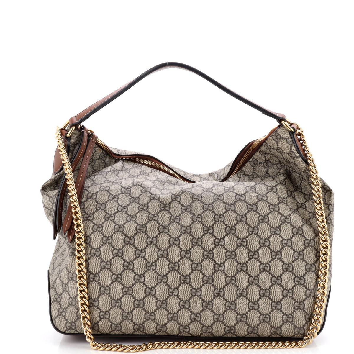 Gucci GUCCI Chain Hobo GG Coated Canvas Large