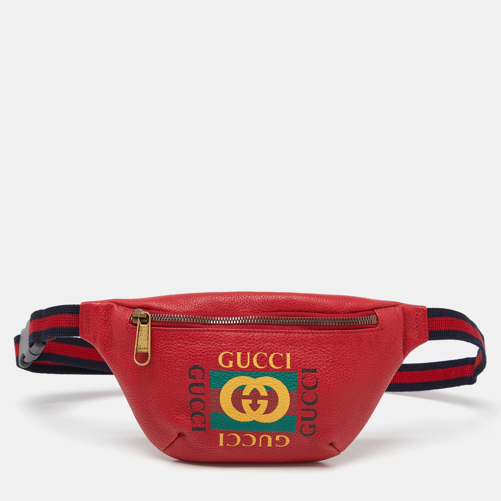 Gucci Red Leather Logo Web Belt Bag