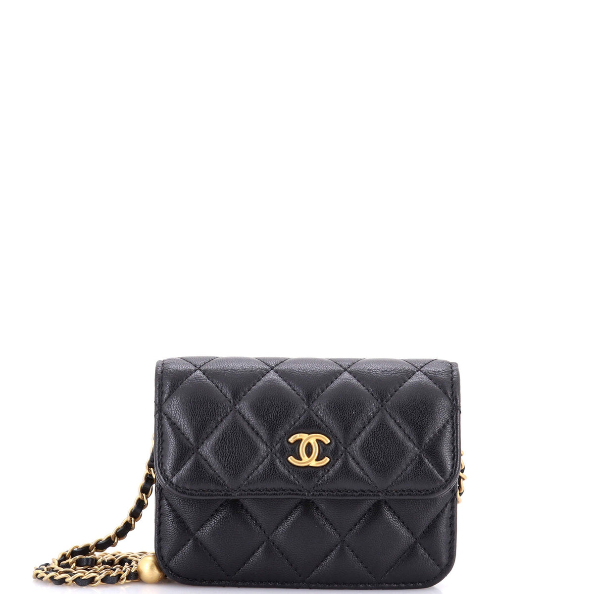 Chanel CHANEL Pearl Crush Flap Clutch with Chain Quilted Lambskin Mini