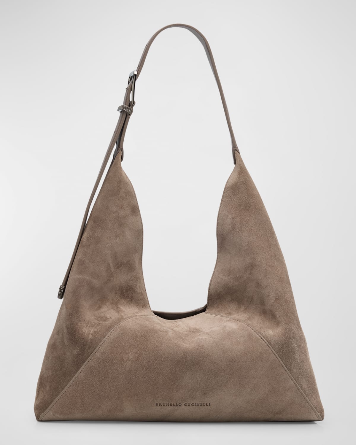 Brunello Cucinelli Buckle Suede Hobo Bag