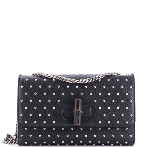 GUCCI Miss Bamboo Shoulder Bag Studded Leather Medium