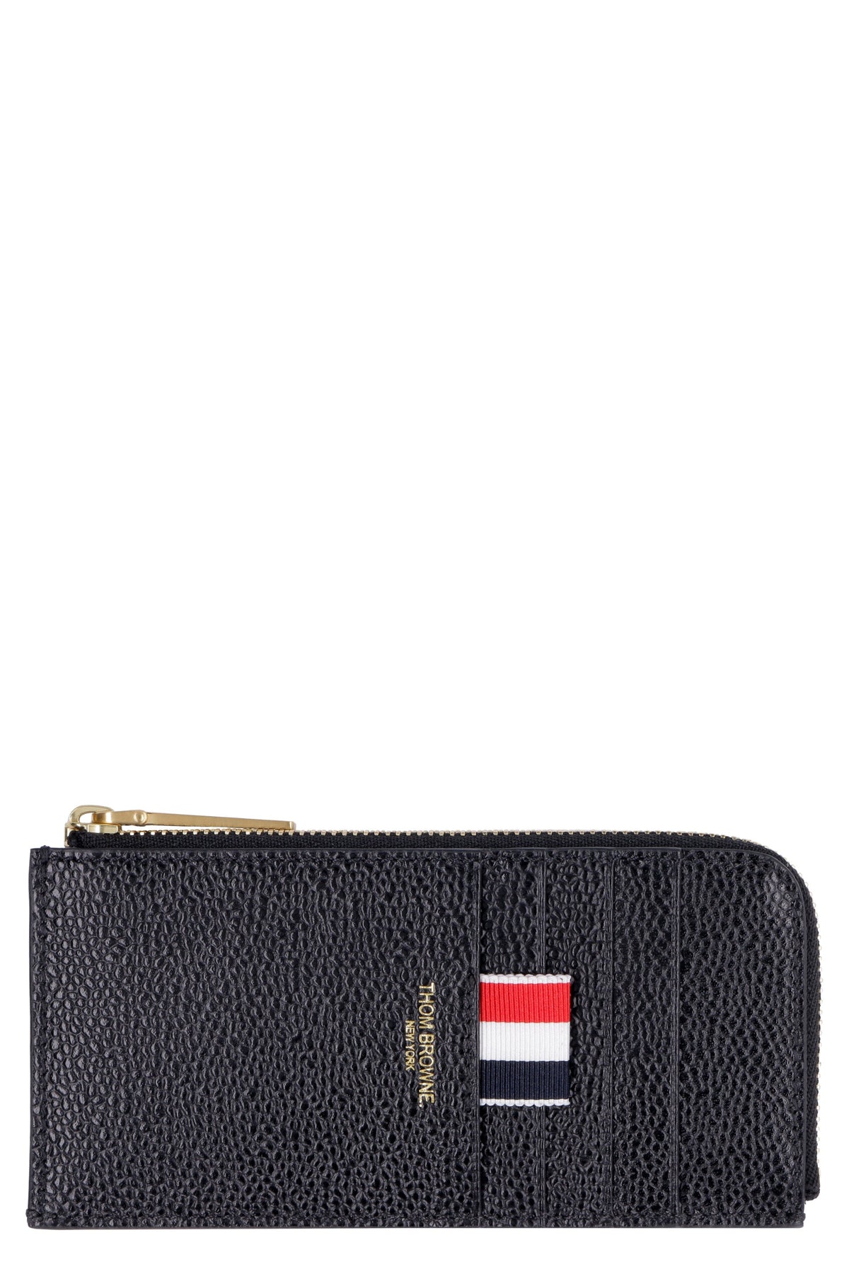 Thom Browne Men's Pebble Grain Leather Cardholder in Nero | MAW080A00198