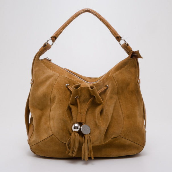 Furla Suede Drawstring Hobo