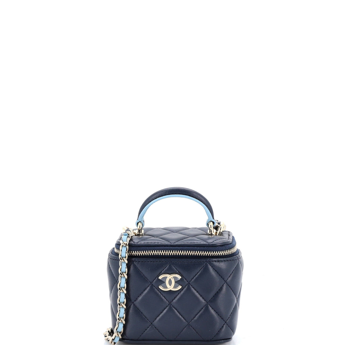 Chanel CHANEL Classic Top Handle Vanity Case with Chain Quilted Lambskin Mini