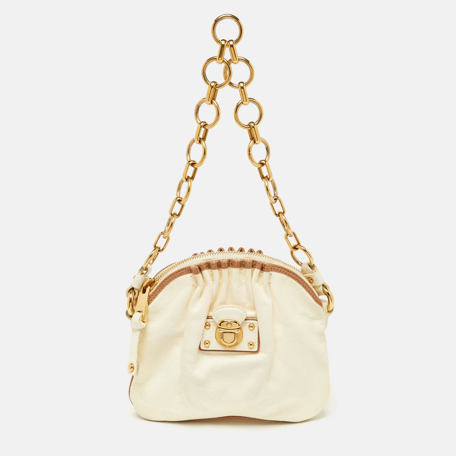 Marc By Marc Jacobs Sac à chaîne en cuir blanc cassé/marron