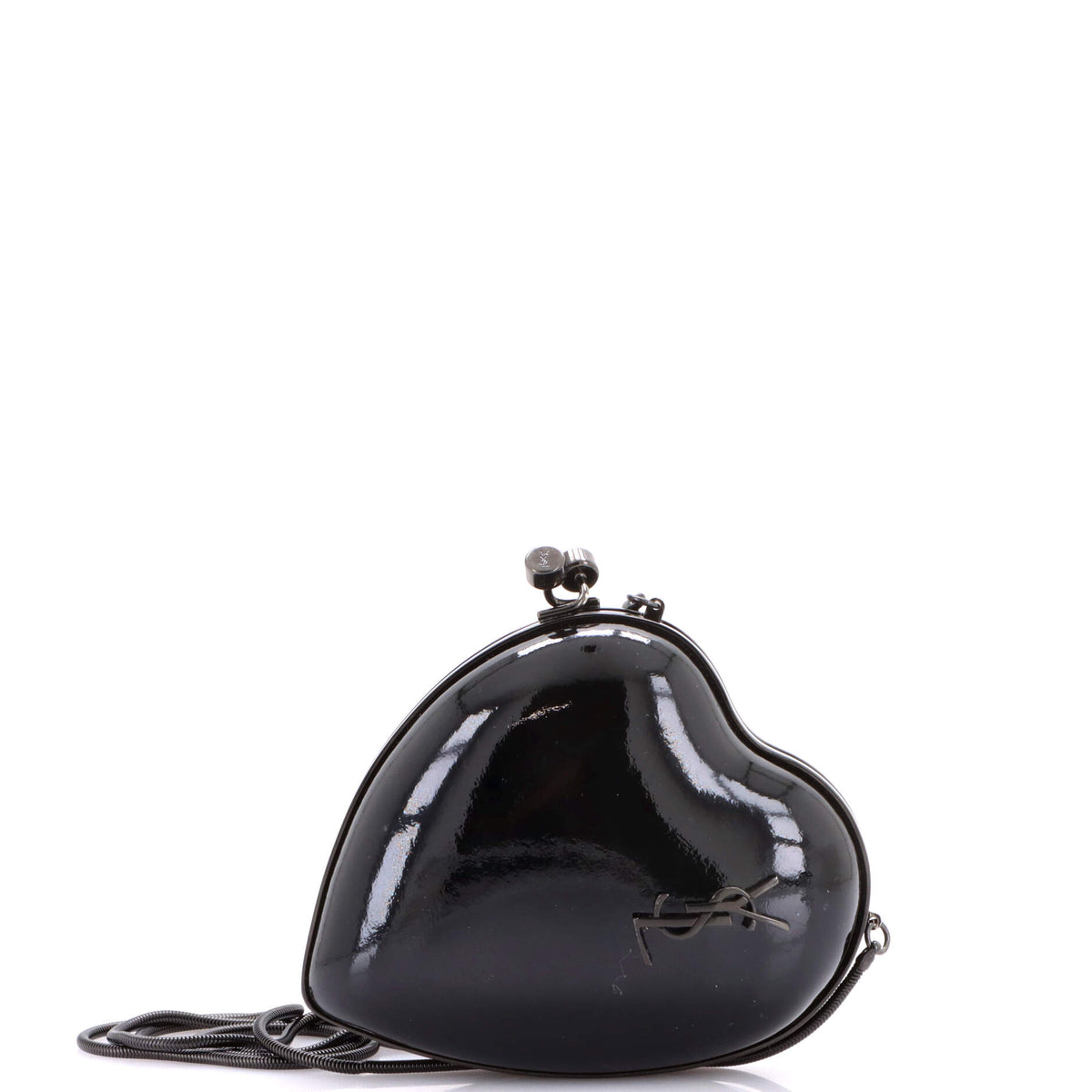 Saint Laurent Love Heart Chain Box Clutch Patent Small