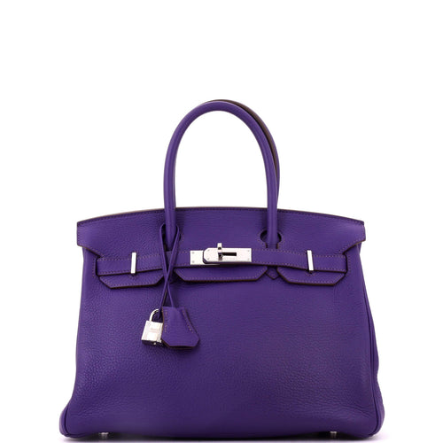 Birkin Handbag Iris Clemence with Palladium Hardware 30