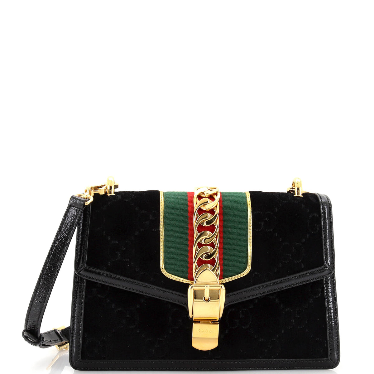 Gucci GUCCI Sylvie Shoulder Bag GG Velvet Small