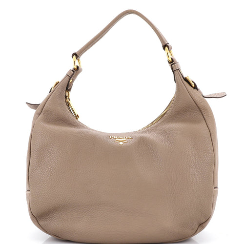 PRADA Zip Top Hobo Vitello Daino Medium