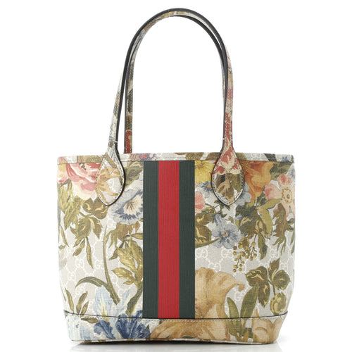 GUCCI Ophidia Tote Water Flora GG Coated Canvas Medium