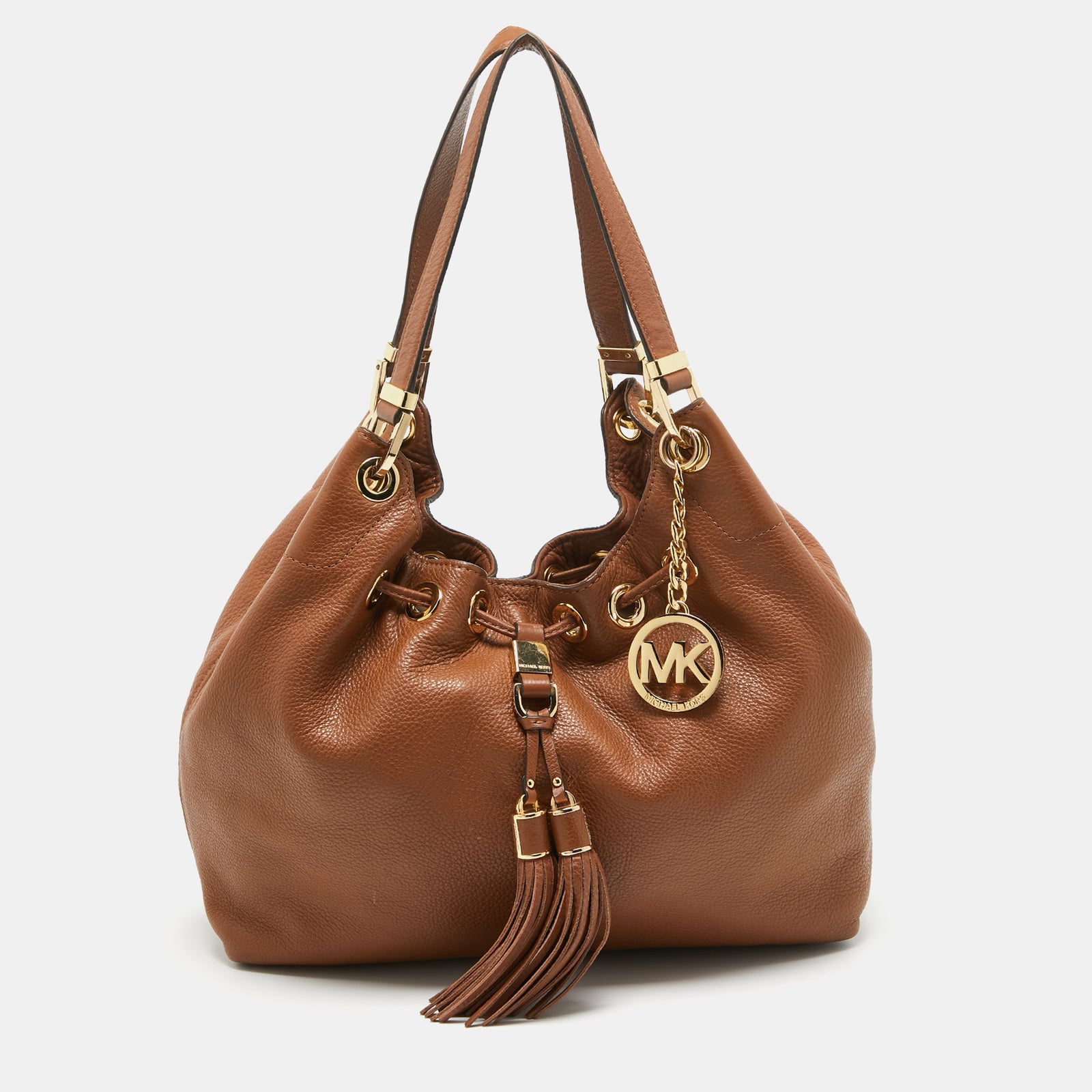 Michael Kors Brown Leather Camden Drawstring Hobo