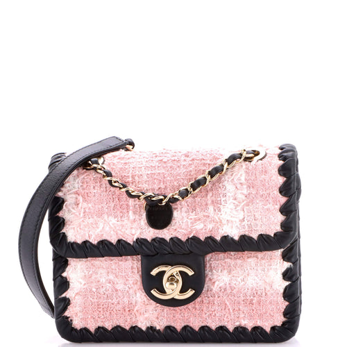 CHANEL My Own Frame Flap Bag Quilted Tweed with Braided Calfskin Mini