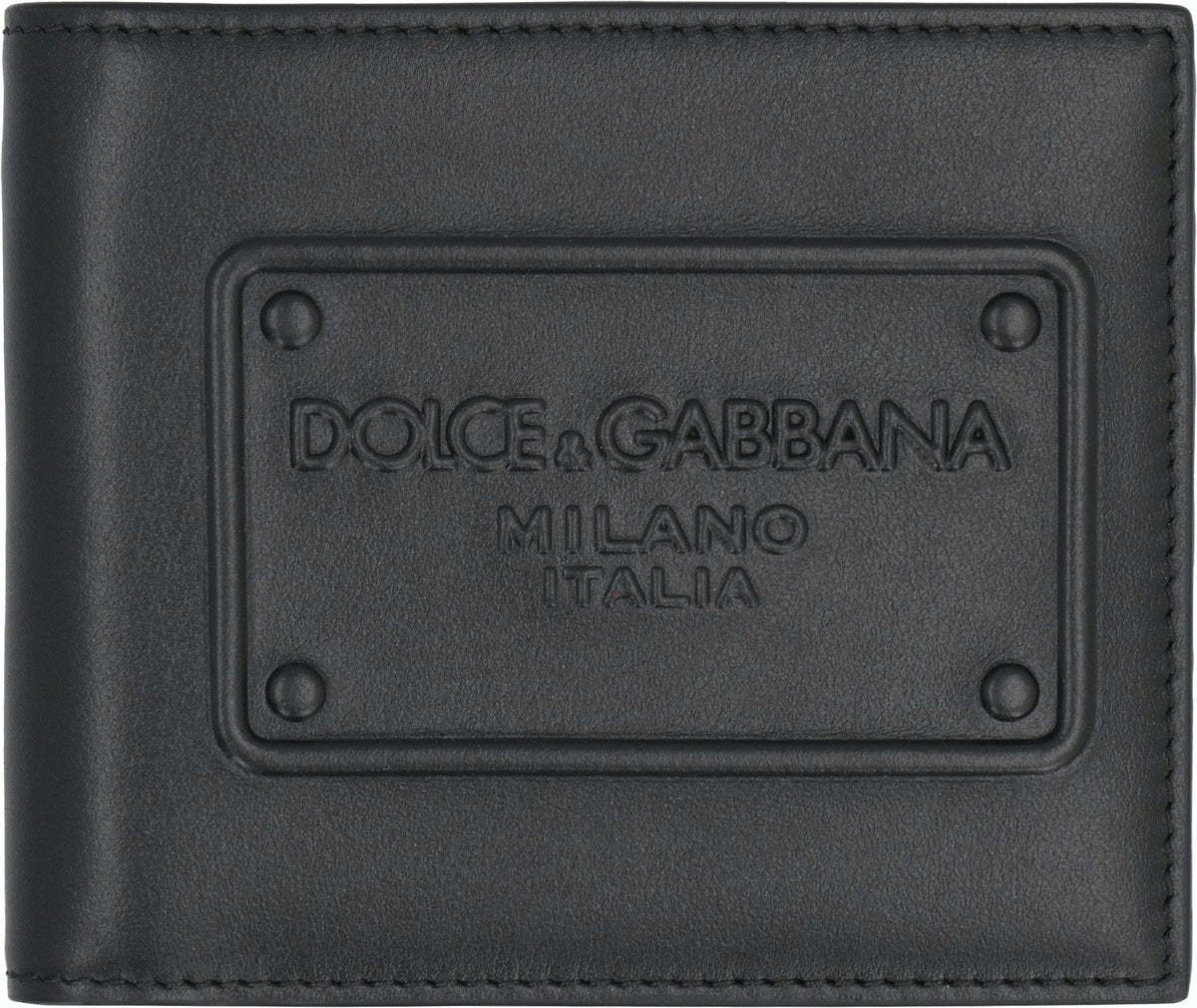 Dolce & Gabbana Men's Leather Bi-Fold Wallet With Logo in Black | BP1321AG218