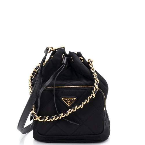 PRADA Drawstring Bucket Bag Quilted Tessuto Small