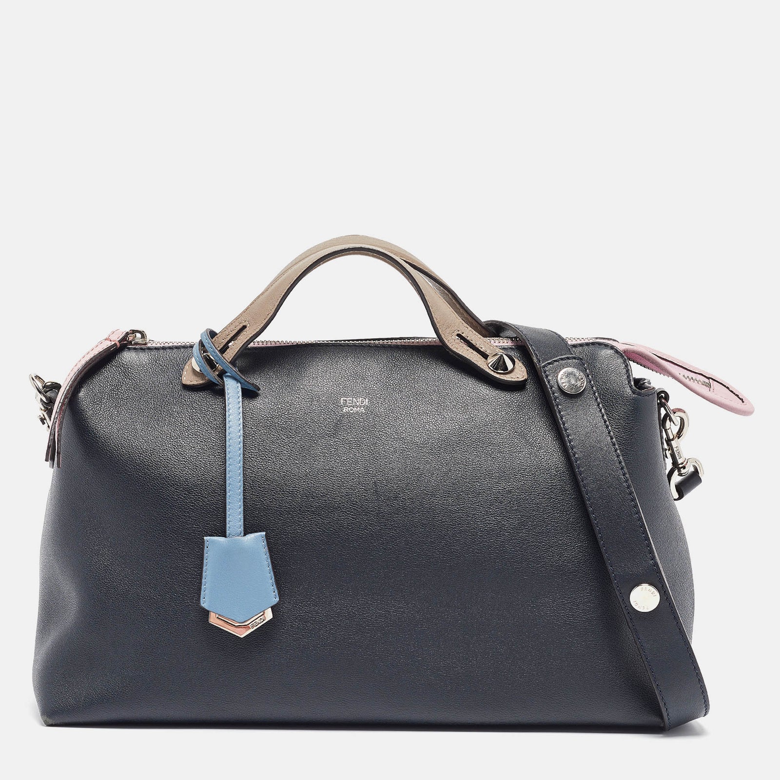 Fendi Blue/Pink Leather Large By The Way Boston Bag