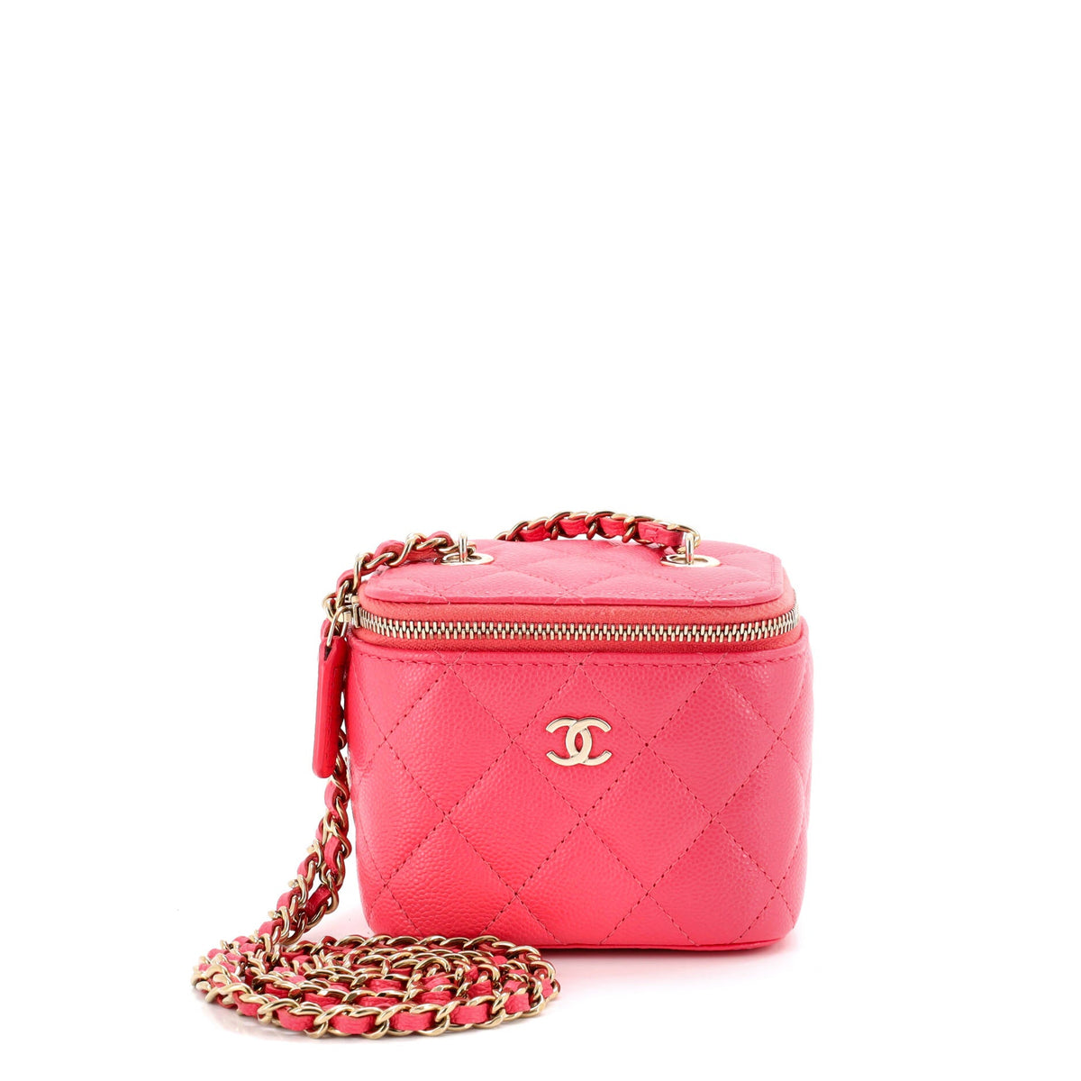 Chanel CHANEL Classic Vanity Case with Chain Quilted Caviar Mini