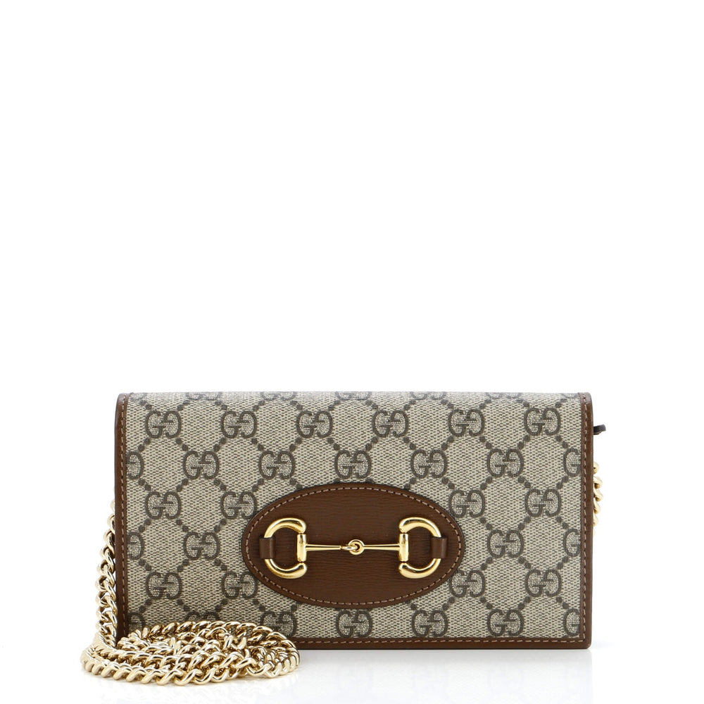 GUCCI Horsebit 1955 Chain Wallet GG Coated Canvas