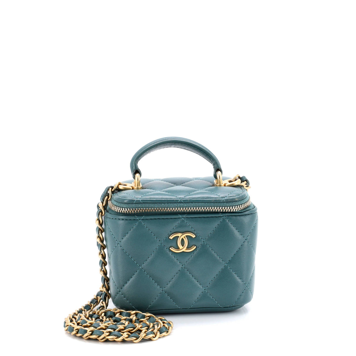 Chanel CHANEL Classic Top Handle Vanity Case with Chain Quilted Lambskin Mini