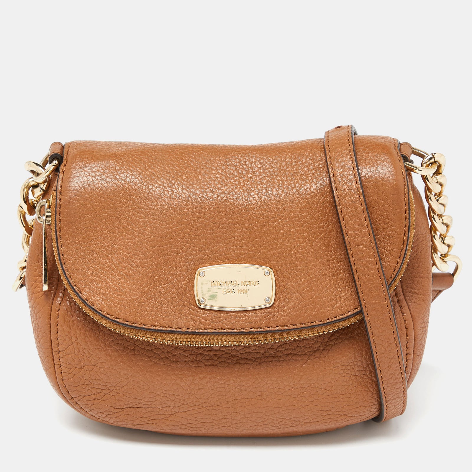 Michael Kors Brown  Leather Bedford Crossbody Bag