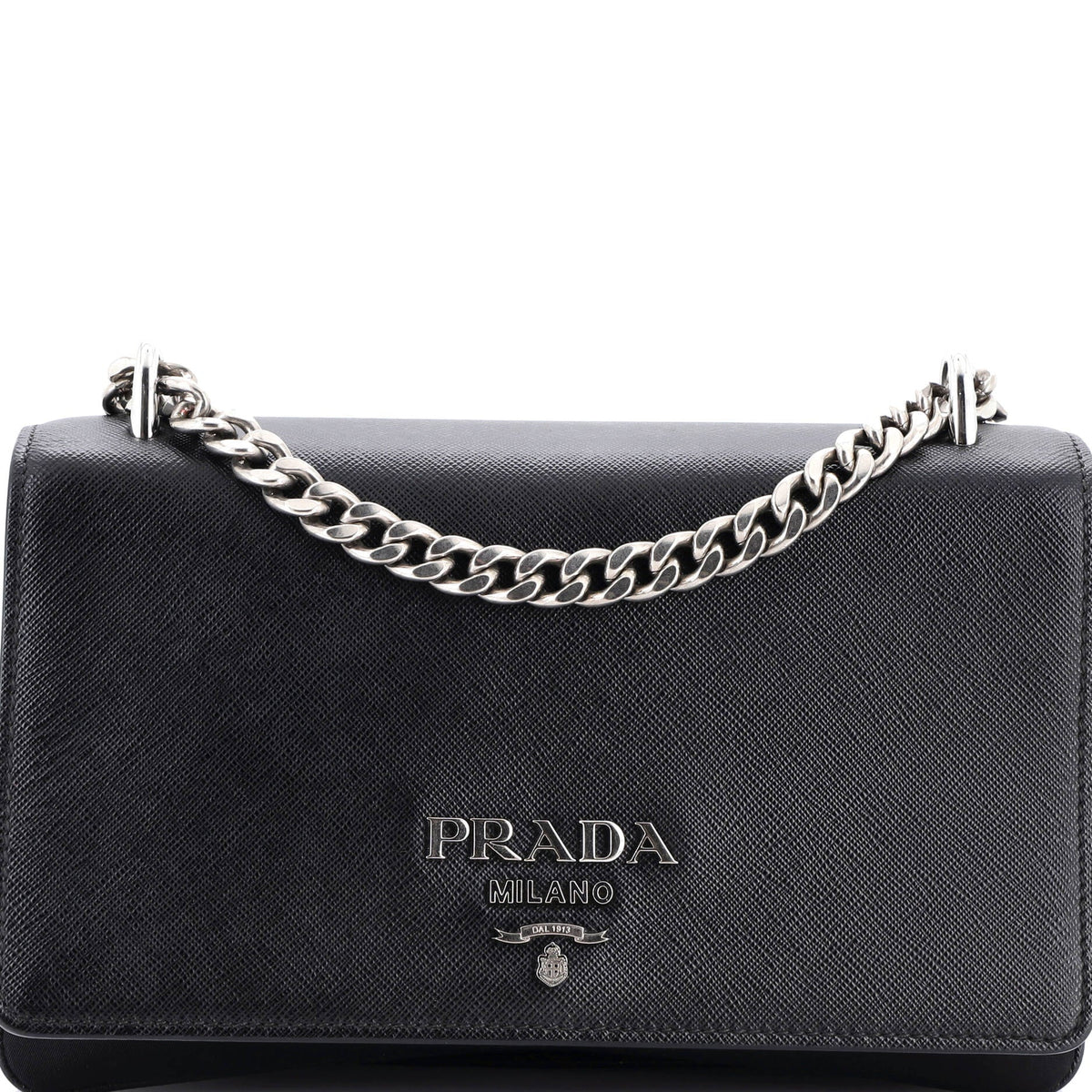 Prada PRADA Chain Flap Crossbody Bag Tessuto and Saffiano Leather Medium