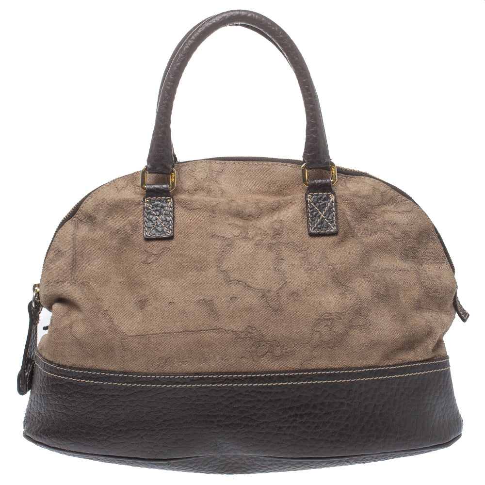 Alviero Martini 1a Classe Brown Fabric and Leather Satchel