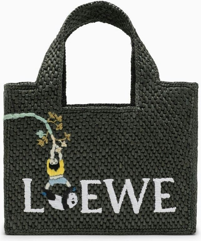 Loewe Women's Small Font Tote Bag in Green | ALF1B59X03NF