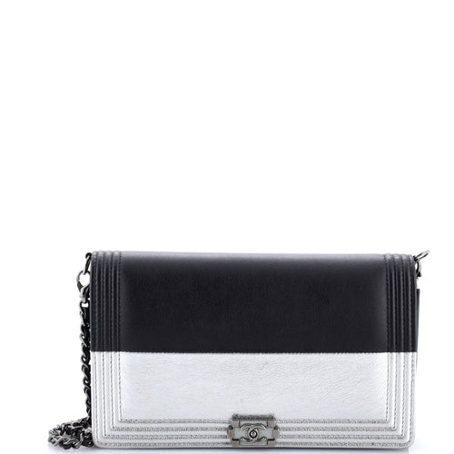 CHANEL Bicolor Boy Wallet on Chain Calfskin