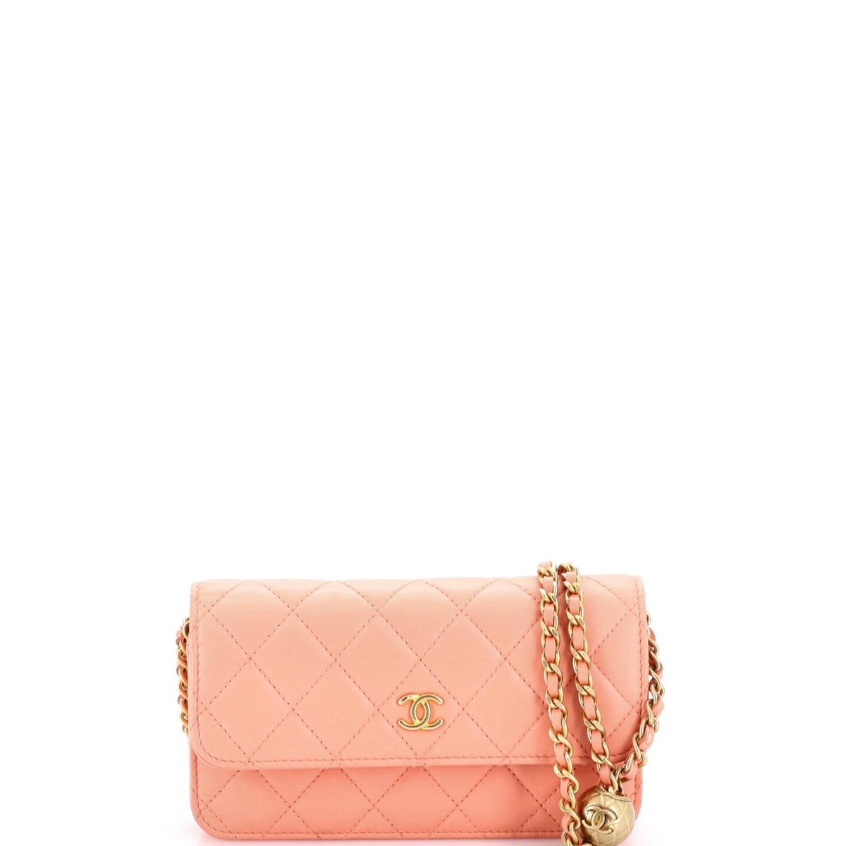 Chanel CHANEL Pearl Crush Flap Phone Holder with Chain Quilted Lambskin