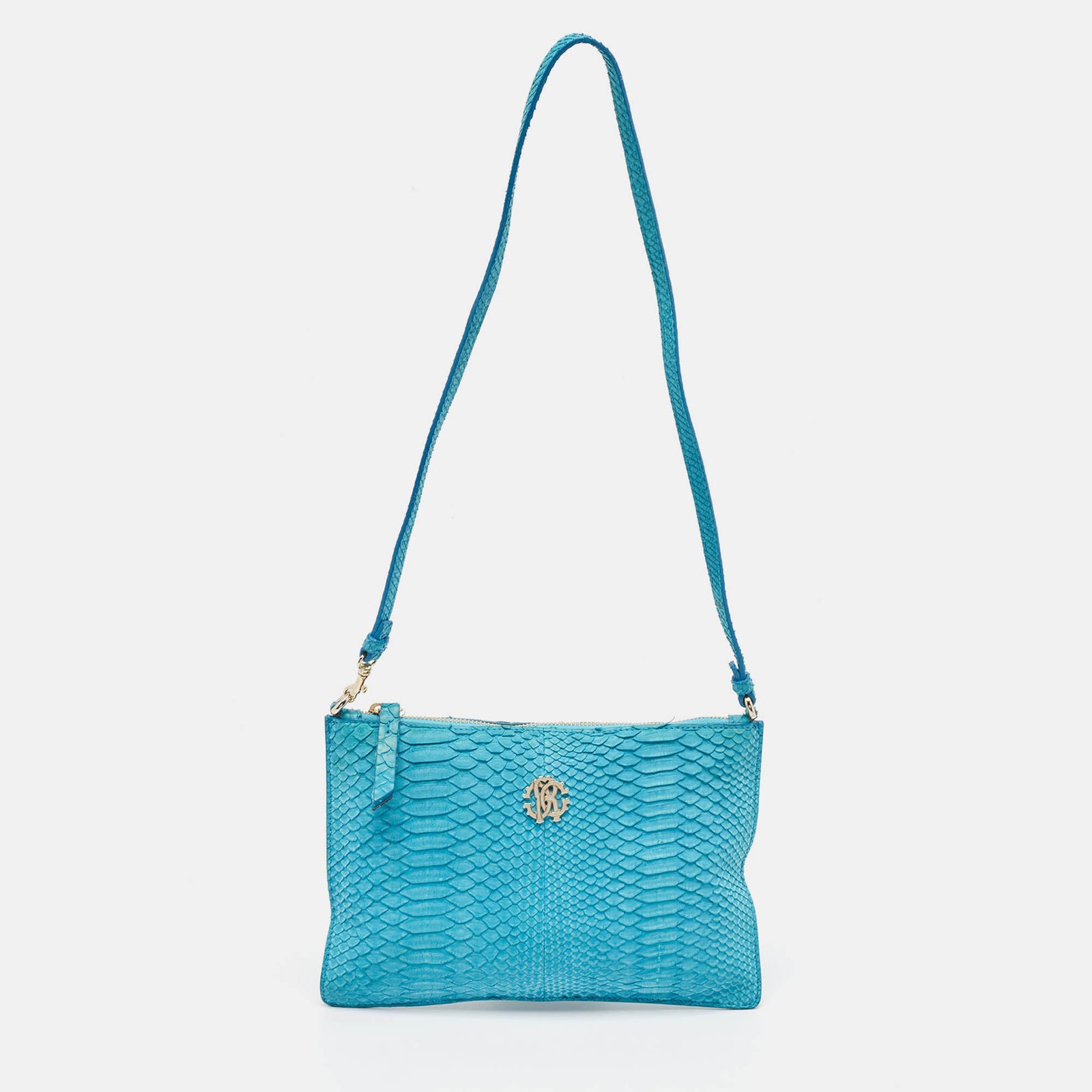 Roberto Cavalli Blue Python Shoulder Bag