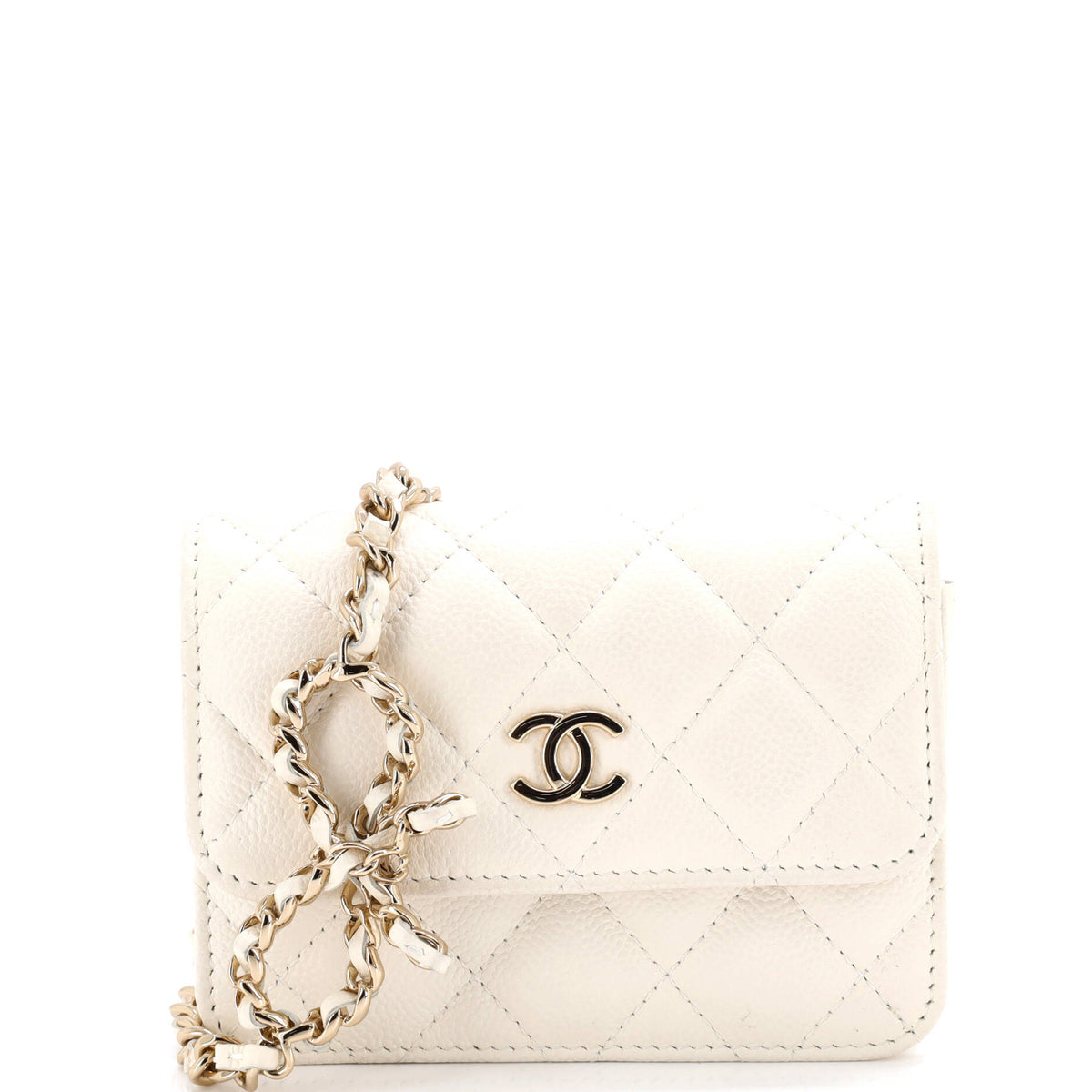 Chanel CHANEL CC Bow Belt Bag Quilted Caviar Mini