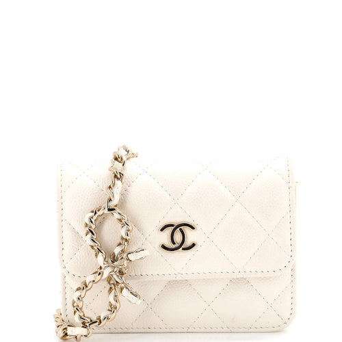 CHANEL CC Bow Belt Bag Quilted Caviar Mini