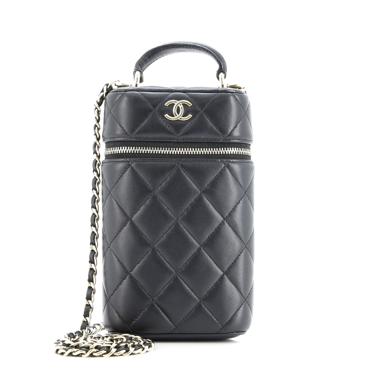 Chanel CHANEL Classic Vanity Top Handle Phone Holder with Chain Quilted Lambskin