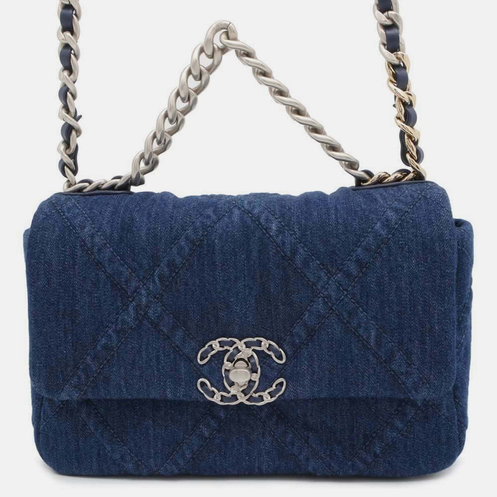 Chanel Blue Denim Chanel19 Matelasse Chain Shoulder Bag