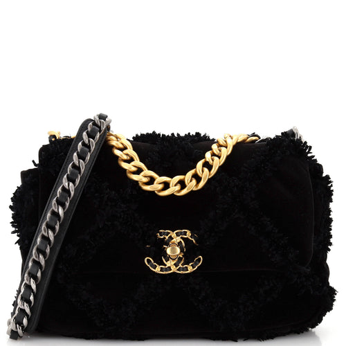 CHANEL 19 Flap Bag Quilted Velvet Medium