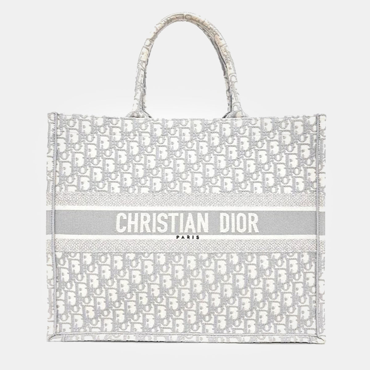 Dior Light Gray Oblique Canvas Book Tote Bag