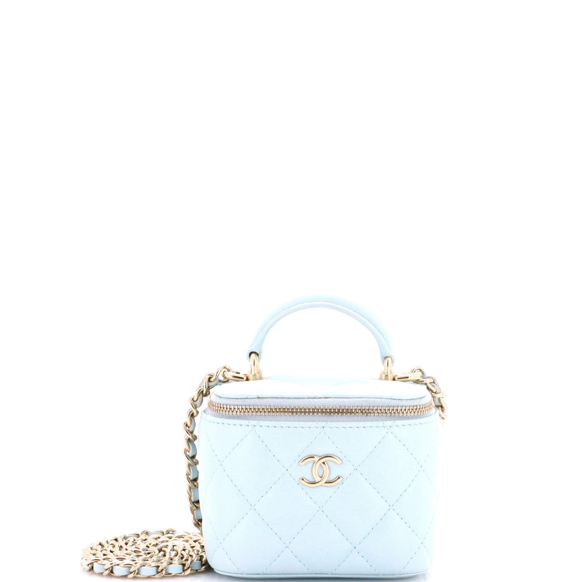 Chanel CHANEL Classic Top Handle Vanity Case with Chain Quilted Lambskin Mini