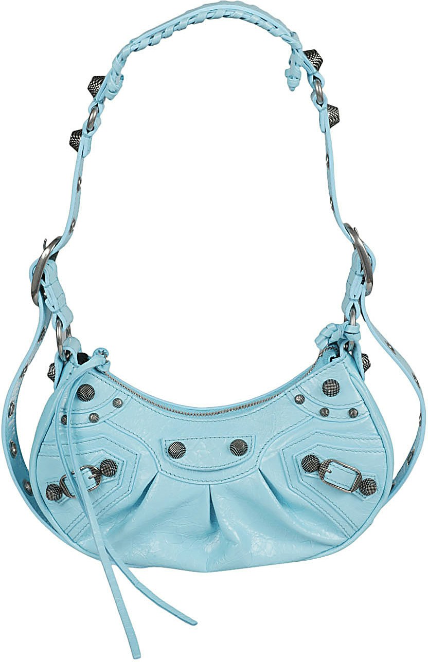 Balenciaga Women's Le Cagole Xs Leather Shoulder Bag in Clear Blue | Size UNI | 6713091VG9Y4636