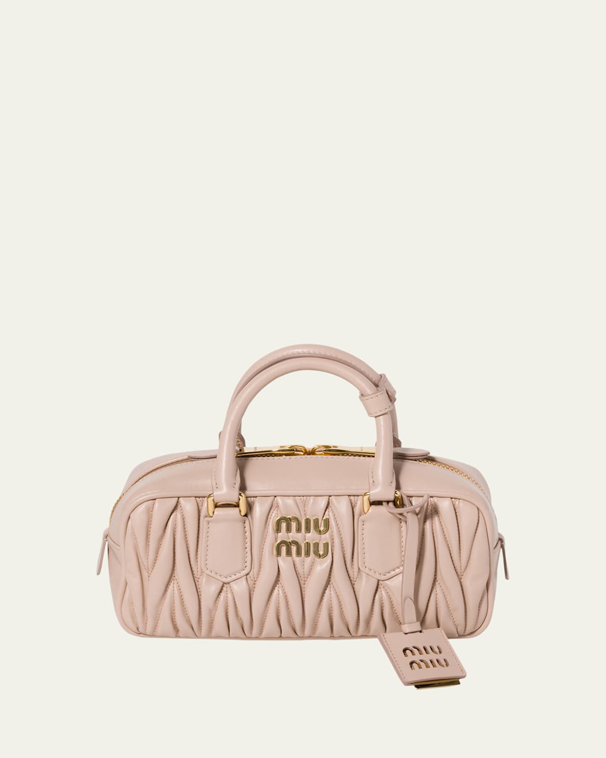 Miu Miu Zip Quilted Leather Top-Handle Bag