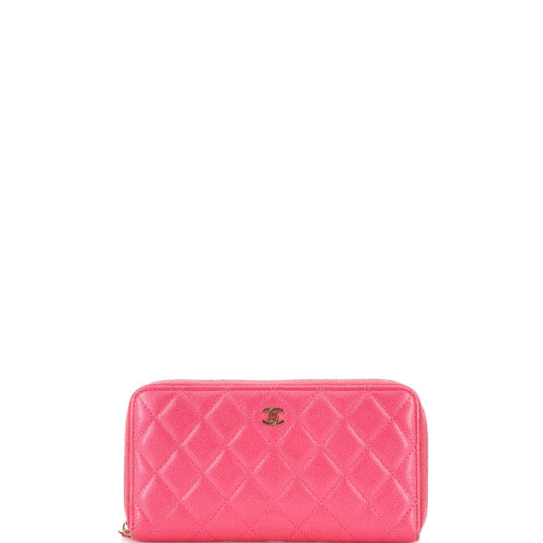 CHANEL Zip Around Wallet Quilted Caviar Long