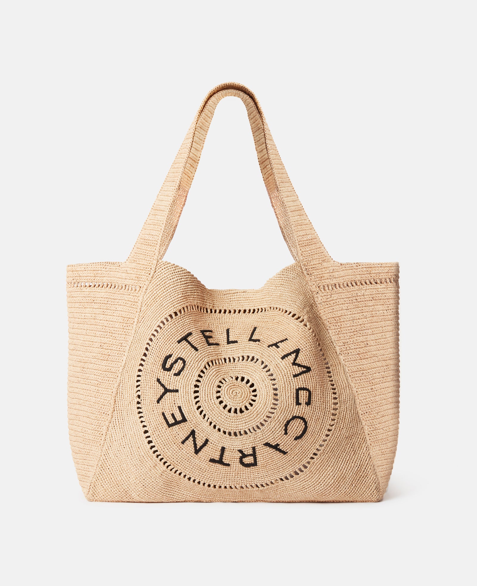 Stella McCartney Grand sac fourre-tout en raphia avec logo, femme, NATUREL