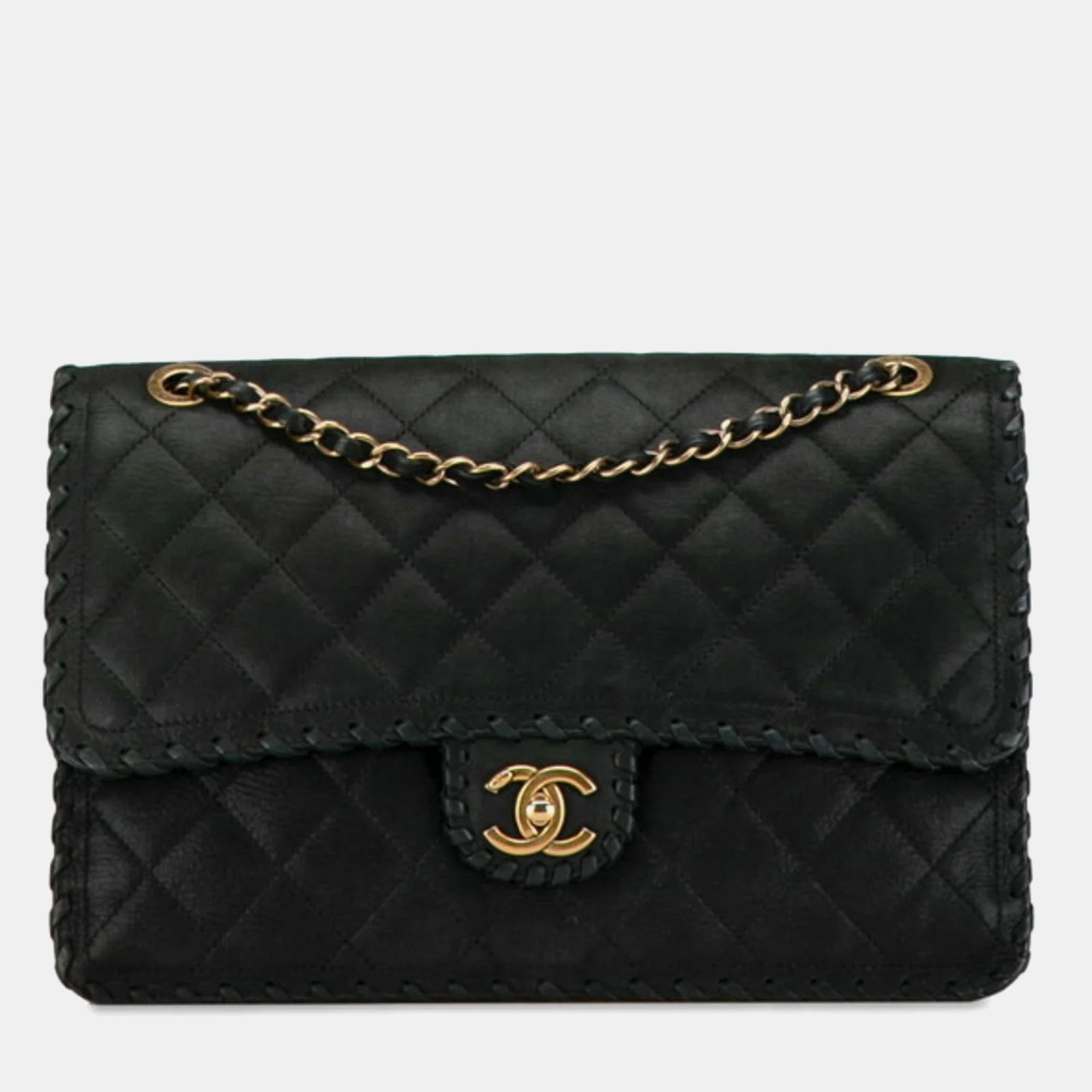 Chanel Sac à bandoulière en cuir noir Happy Stitch