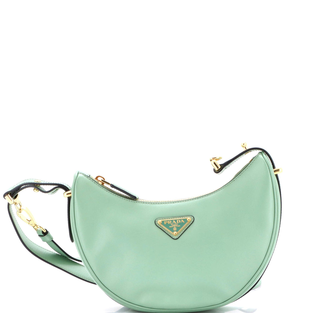 Prada PRADA Arque Half Moon Hobo Leather Small