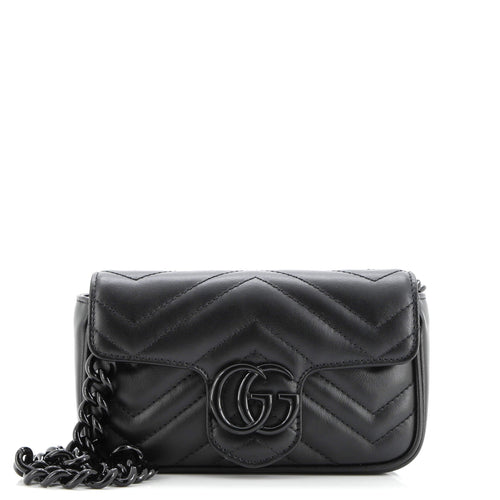 GUCCI GG Marmont Flap Belt Bag Matelasse Leather