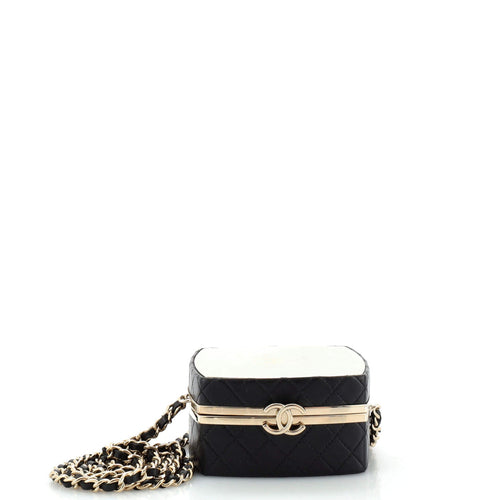 CHANEL CC Make-Up Box Clutch with Chain Quilted Lambskin and Metal Small