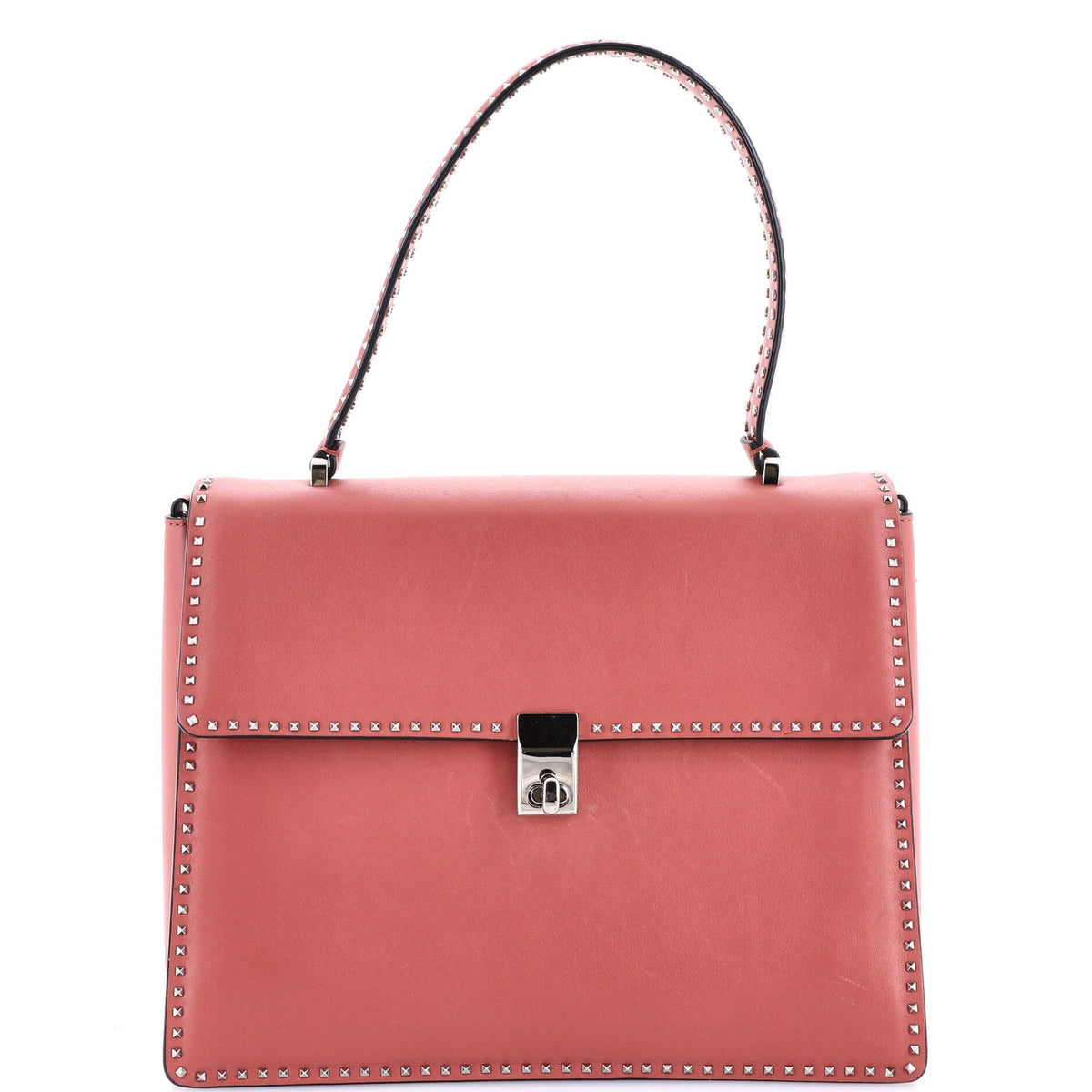 Valentino VALENTINO GARAVANI Turnlock Top Handle Bag Leather with Micro Rockstuds Medium