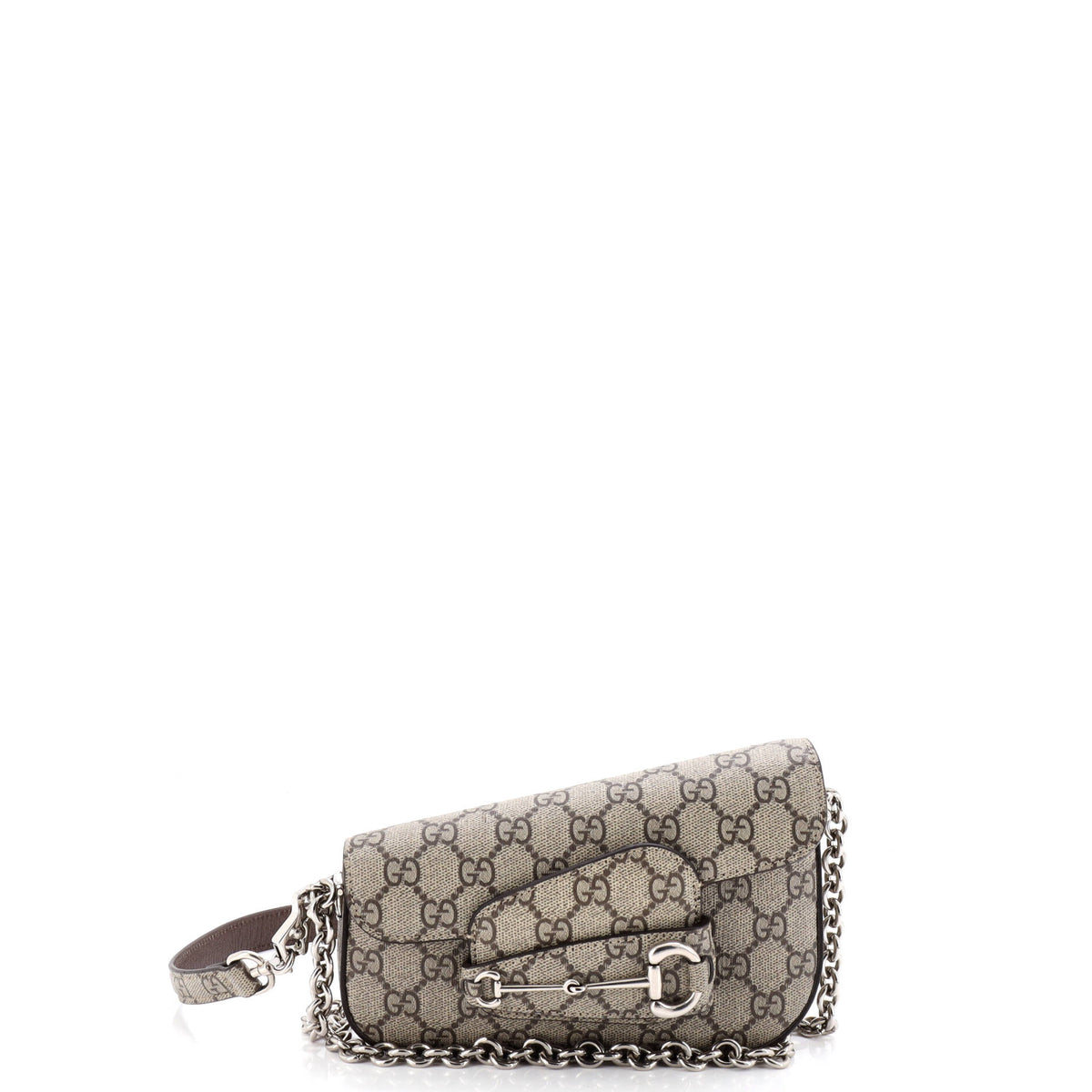 Gucci GUCCI Horsebit 1955 Asymmetric Shoulder Bag GG Coated Canvas Mini