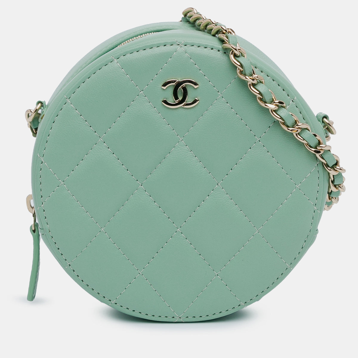 Chanel Quilted Lambskin Round Crossbody Bag