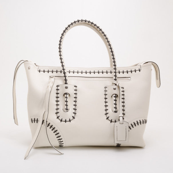 Alexander Mcqueen White Folkstitch Tote