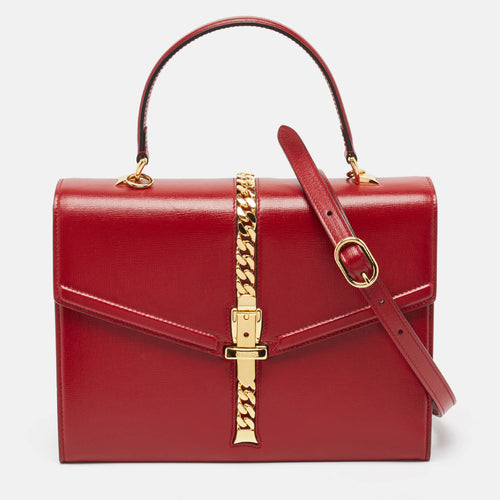 Red Leather Sylvie 1969 Top Handle Bag